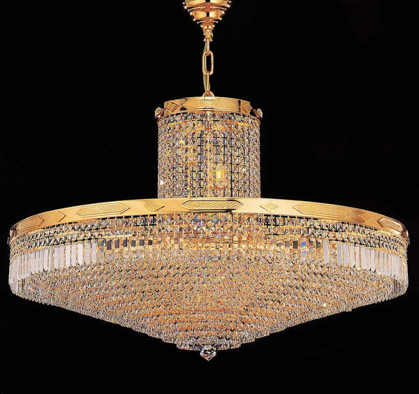 18 light crystal chandelier in gold plated finish