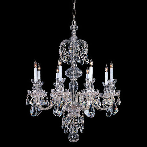 Group Traditional Crystal Swarovski Spectra Crystal Polished Chrome Eight-Light Chandelier