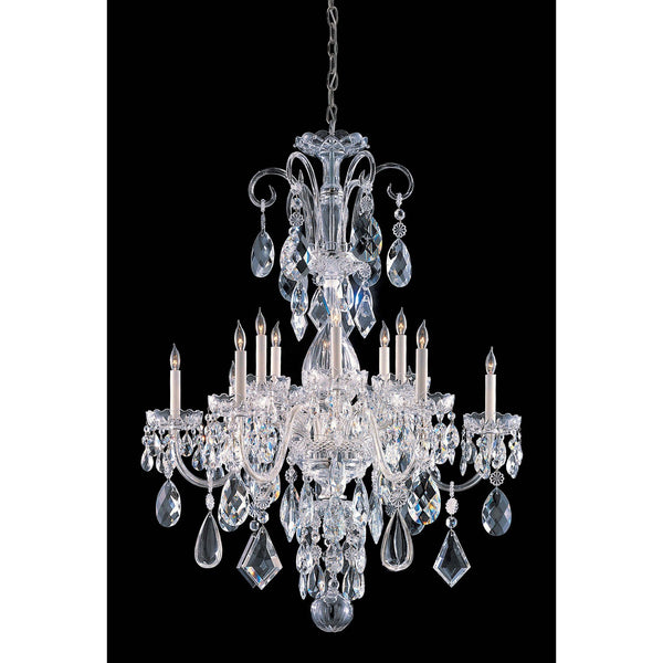 Traditional Crystal Polished Chrome Twelve-Light Crystal Chandelier