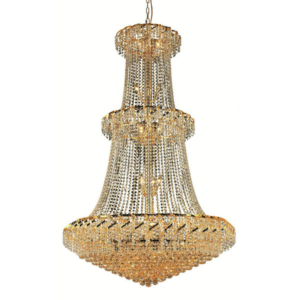 Belenus Gold Thirty-Two Light 42-Inch Chandelier with Royal Cut Clear Crystal