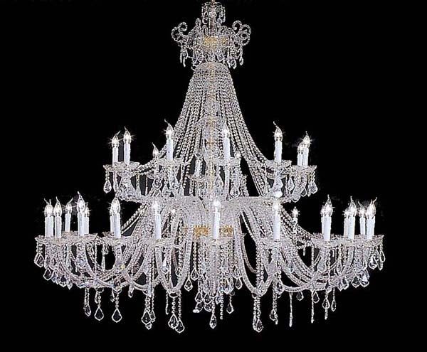 36 Lights Bohemian Crystal chandelier in polished chrome finish