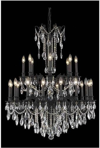 Bronze 24-Light Chandelier with Elegant Cut Crystal