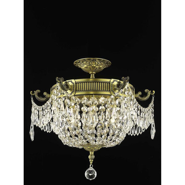 Esperanza Antique Bronze Three-Light Flush Mount with Royal Cut Crystal