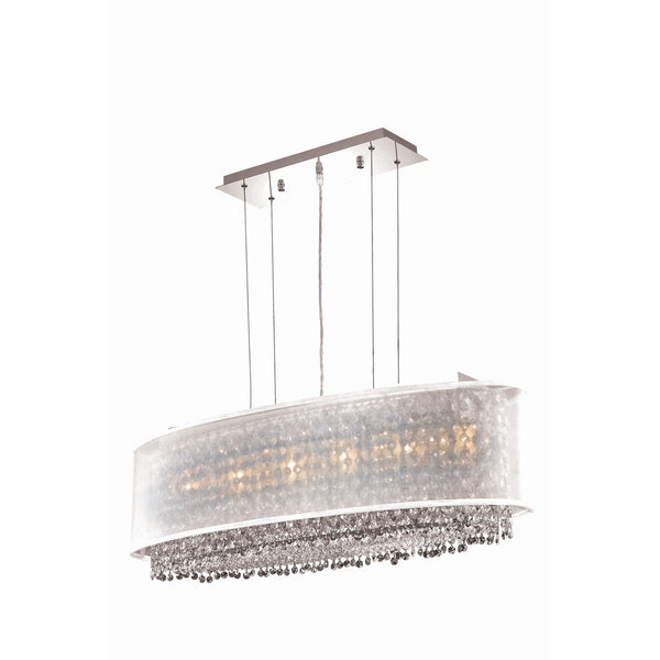 Moda Chrome Five-Light Metal Shade Pendant with Golden Teak and Clear Royal Cut Crystal