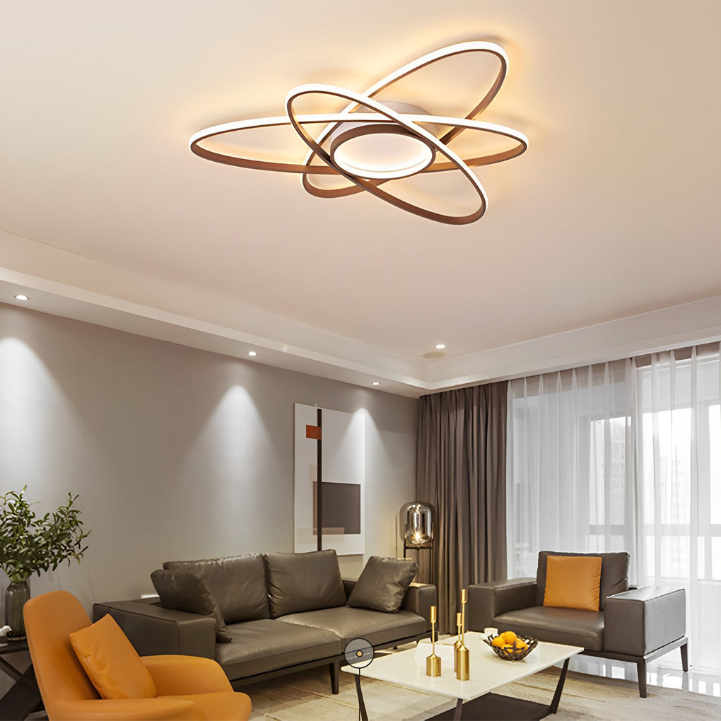 Overlapping Oval Dimmable LED Modern Ceiling Lights Flush Mount Lighting