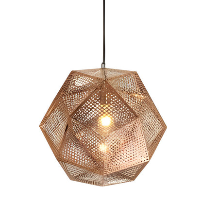 Geometric Round Electroplated Metal Postmodern Pendant Light Chandelier