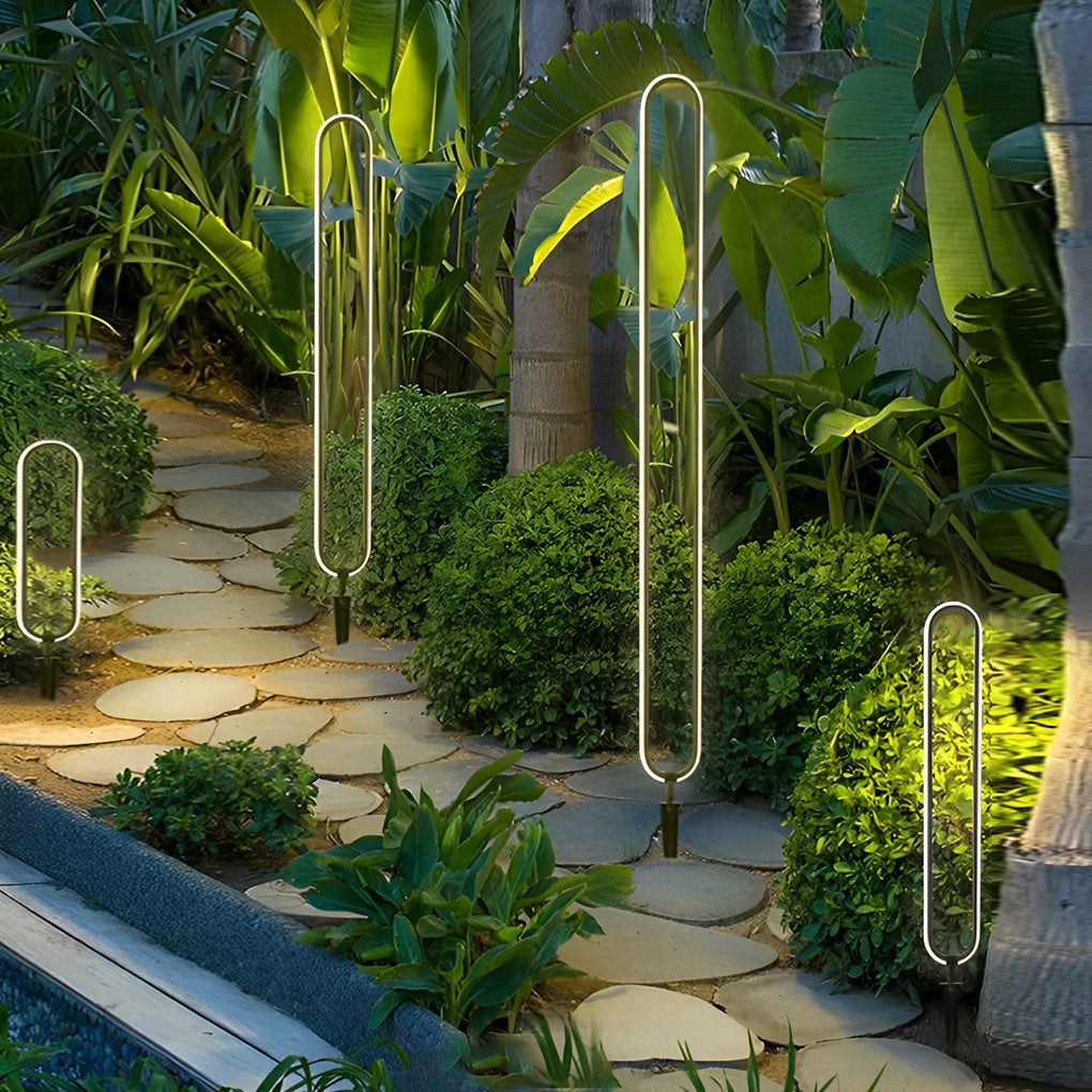 Waterproof Long Strip Aluminum LED Black Modern Solar Pathway Lights