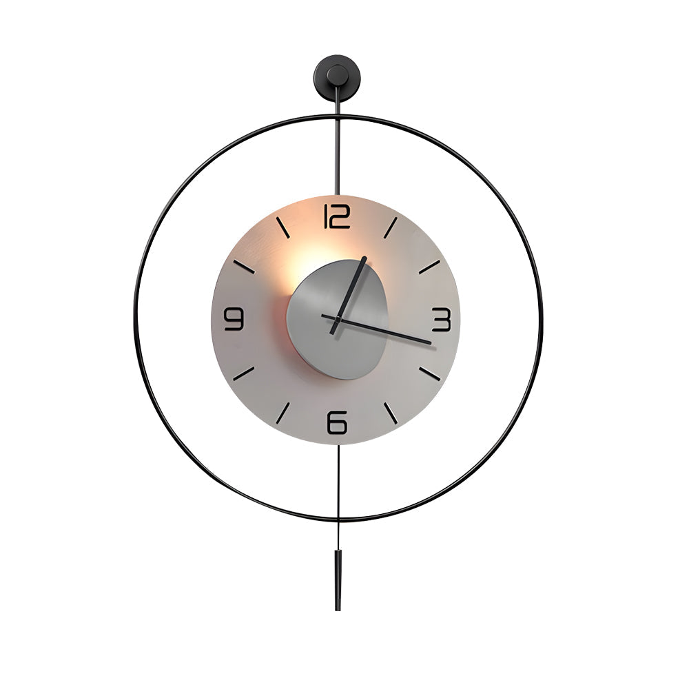 Battery Operated Round LED Hanging Metal Wall Clock