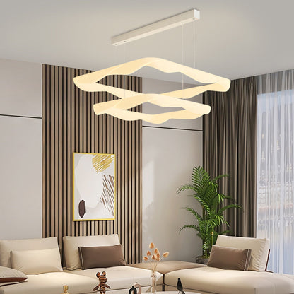 2/3 Square Rings Cream Style Three Step Dimming LED Modern Chandelier