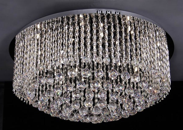 Polished chrome crystal flush mount dressed with 25% full lead crystal