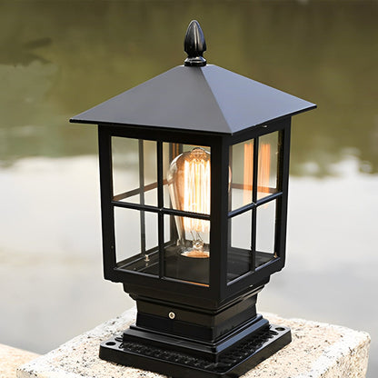 Traditional Square Waterproof LED Black Classic Solar Post Caps Lights