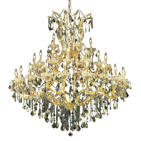 Maria Theresa Gold Forty-One Light 52-Inch Chandelier with Royal Cut Golden Teak Smoky Crystal