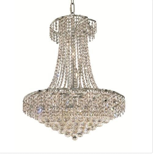 Chrome Fifteen-Light 26-Inch Chandelier with Royal Cut Clear Crystal