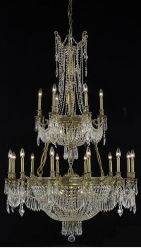 Gold Twenty-Seven Light Chandelier with Clear Royal Cut Crystals