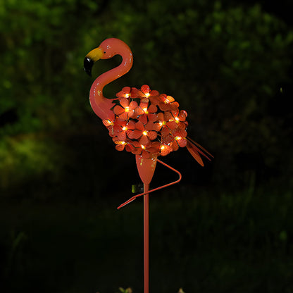 Metal Flamingo Solar Stake LED Lights Pink Outdoor Pathway Lamp - 2-Pack