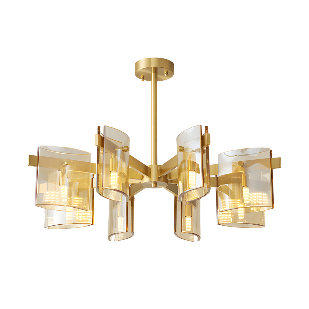 6/8-Light Dimmable Metallic Electroplated Glass Chandelier Lighting