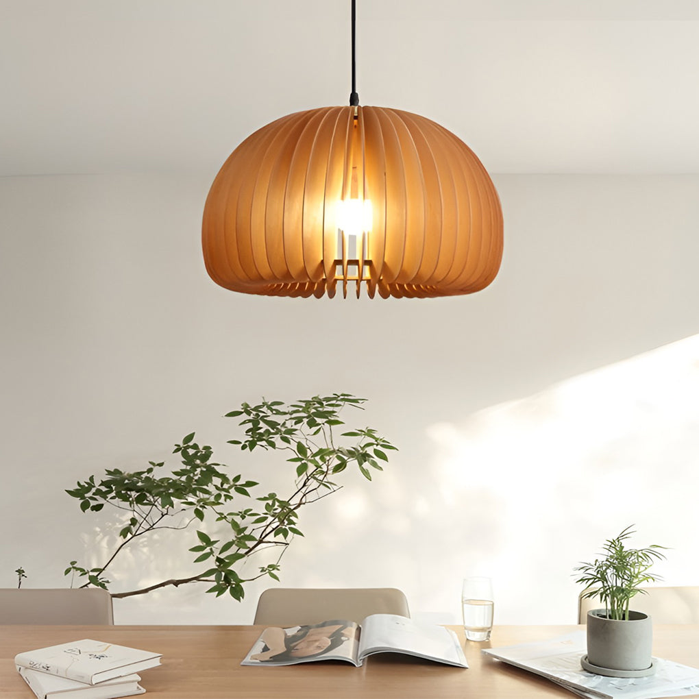 Creative Wood Pumpkin-Shaped Retro Nordic Chandelier Pendant Light