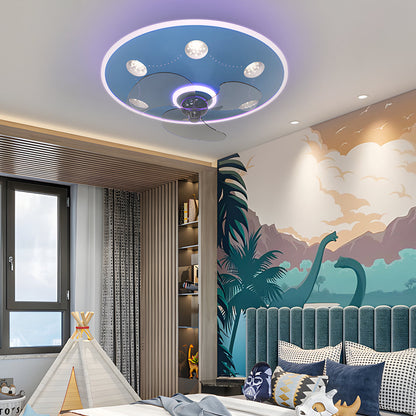 Round Acrylic Creative Three Step Dimming Modern Ceiling Fan and Light