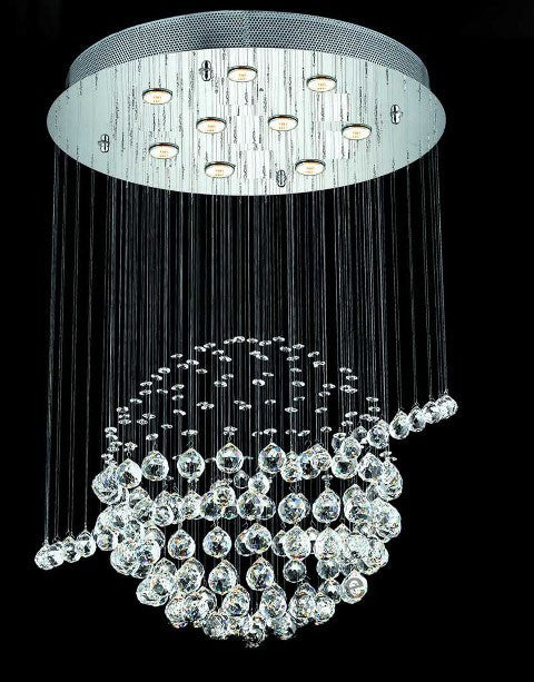 Contemporary galaxy Crystal Chandelier with polished chrome base