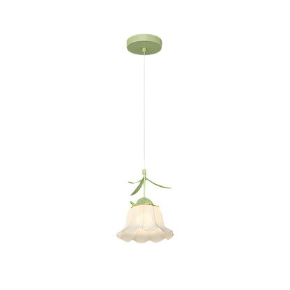 Bell Orchid Flowers Three Step Dimming Green Modern Pendant Lights Fixture