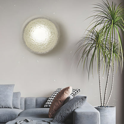 Japanese White Round 1-Light Wall Sconce, 3 Sizes