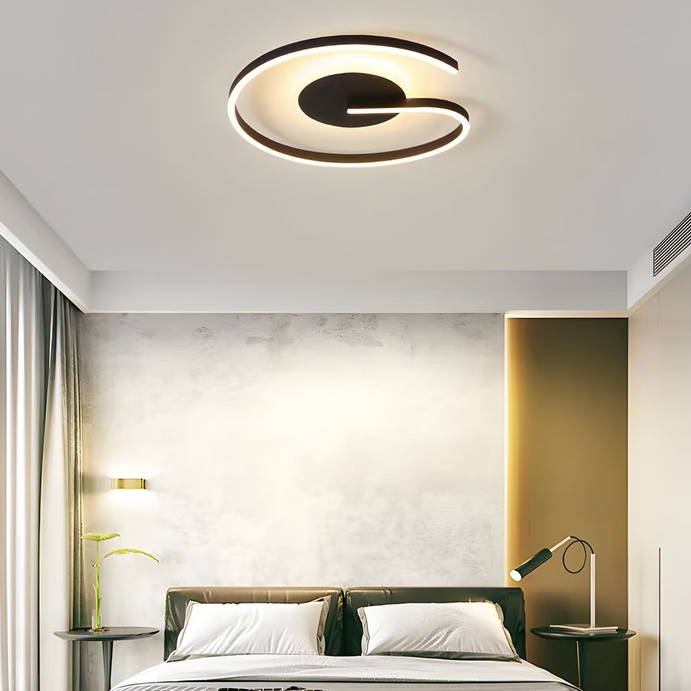 White/Black Open Ring Circle Ceiling Lamp LED Bedroom Flush Mounted Ceiling Light