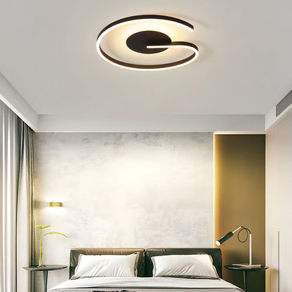 White/Black Open Ring Circle Ceiling Lamp LED Bedroom Flush Mounted Ceiling Light