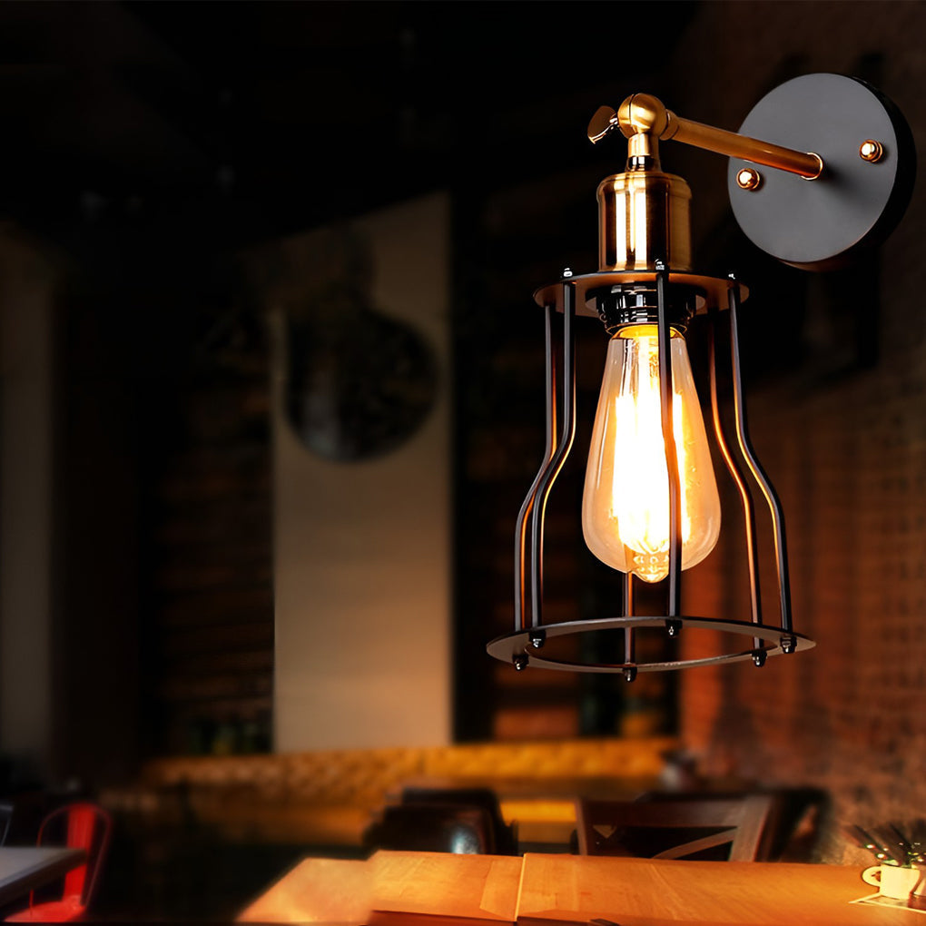 Adjustable Retro Iron E27 Waterproof Industrial Plug in Wall Sconce Lighting