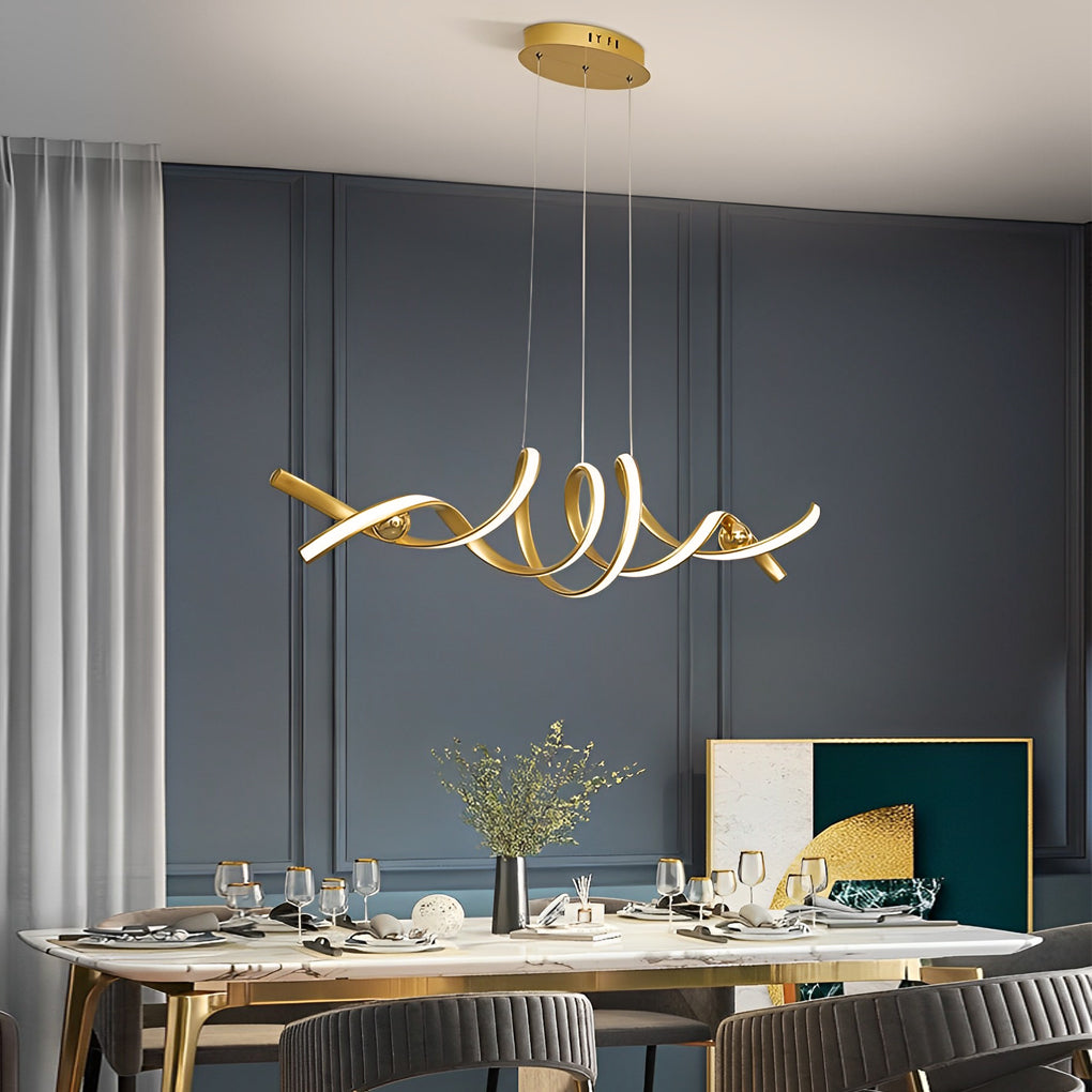 Wave Strip Twisted Creative Stepless Dimming LED Nordic Chandelier Light