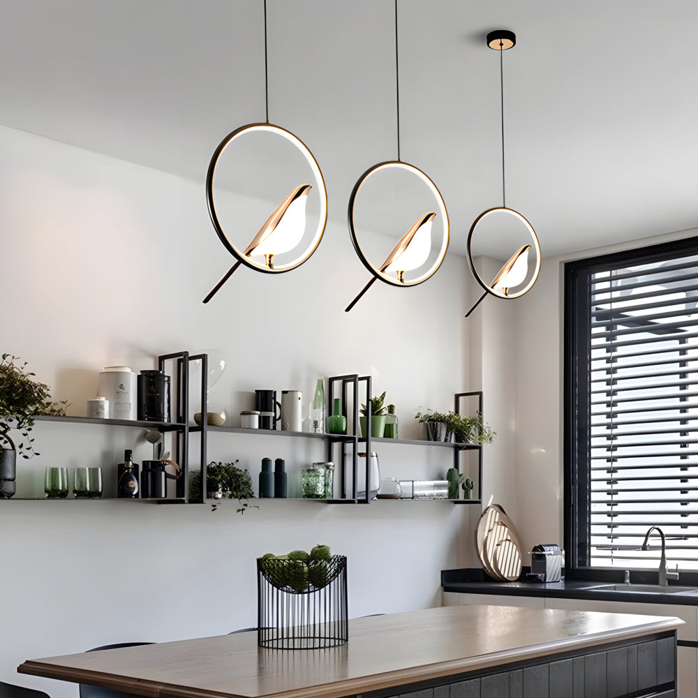 Modern Magpie Pendant Light - Circle/Oval Ring