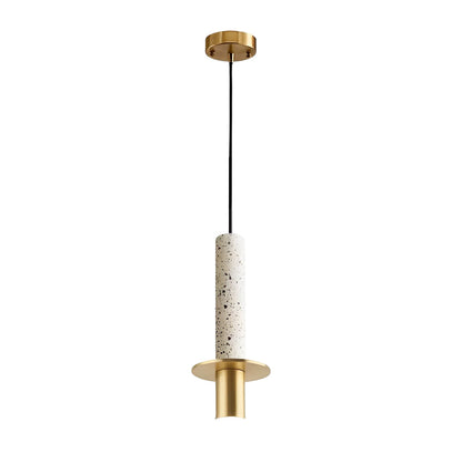 Elongated Cylindrical Terrazzo LED Post-Modern Chandelier Spotlight