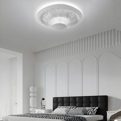 19.7-inch Round Gypsum Relief Dimmable LED Flush Mount Ceiling Light