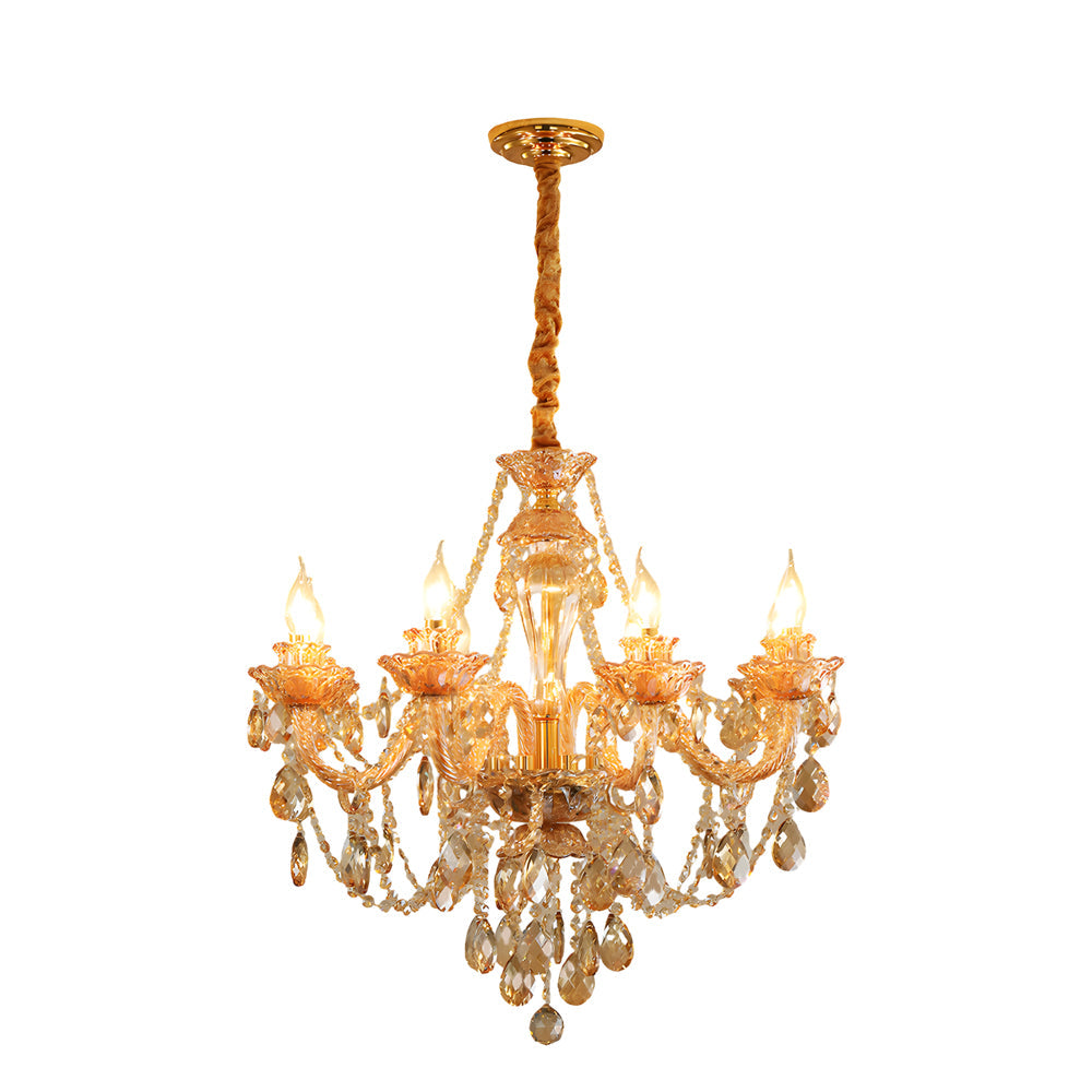 Luxury Glass Crystal Candlelight Retro European Style Chandelier