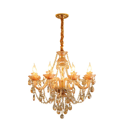 Luxury Glass Crystal Candlelight Retro European Style Chandelier