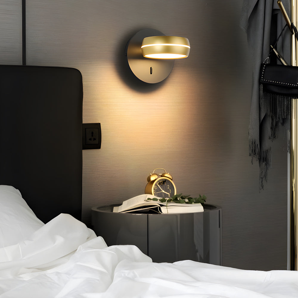 Round 6W LED Wall Sconce Rotatable Bedside Lamp