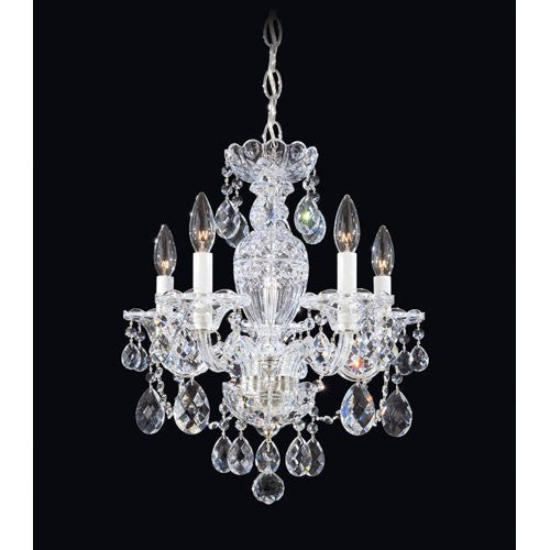 Silver Five-Light Clear Heritage Handcut Crystal Chandelier