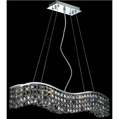 Contour Chrome Six-Light 5-Inch Island Pendant with Swarovski Strass Silver Grey Crystal