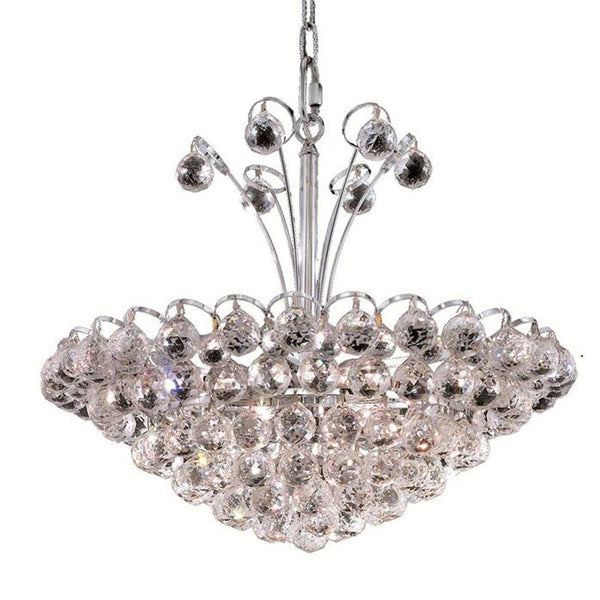 Godiva Chrome Eight-Light 22-Inch Pendant with Elegant Cut Clear Crystal