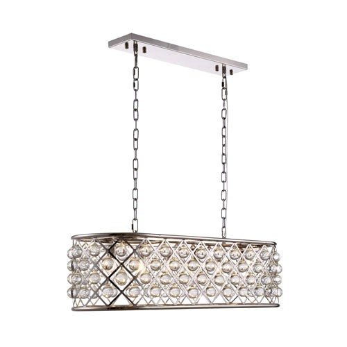 Madison Polished Nickel 10-Inch High Six-Light Pendant with Smooth Clear Crystals