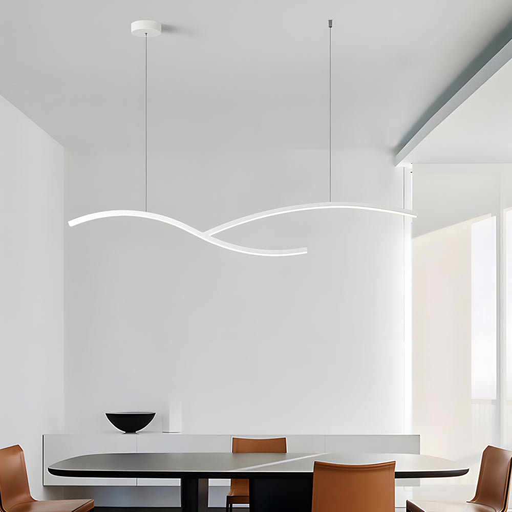 39.4"/47.2" Wide Black/White Wave Linear LED Pendant