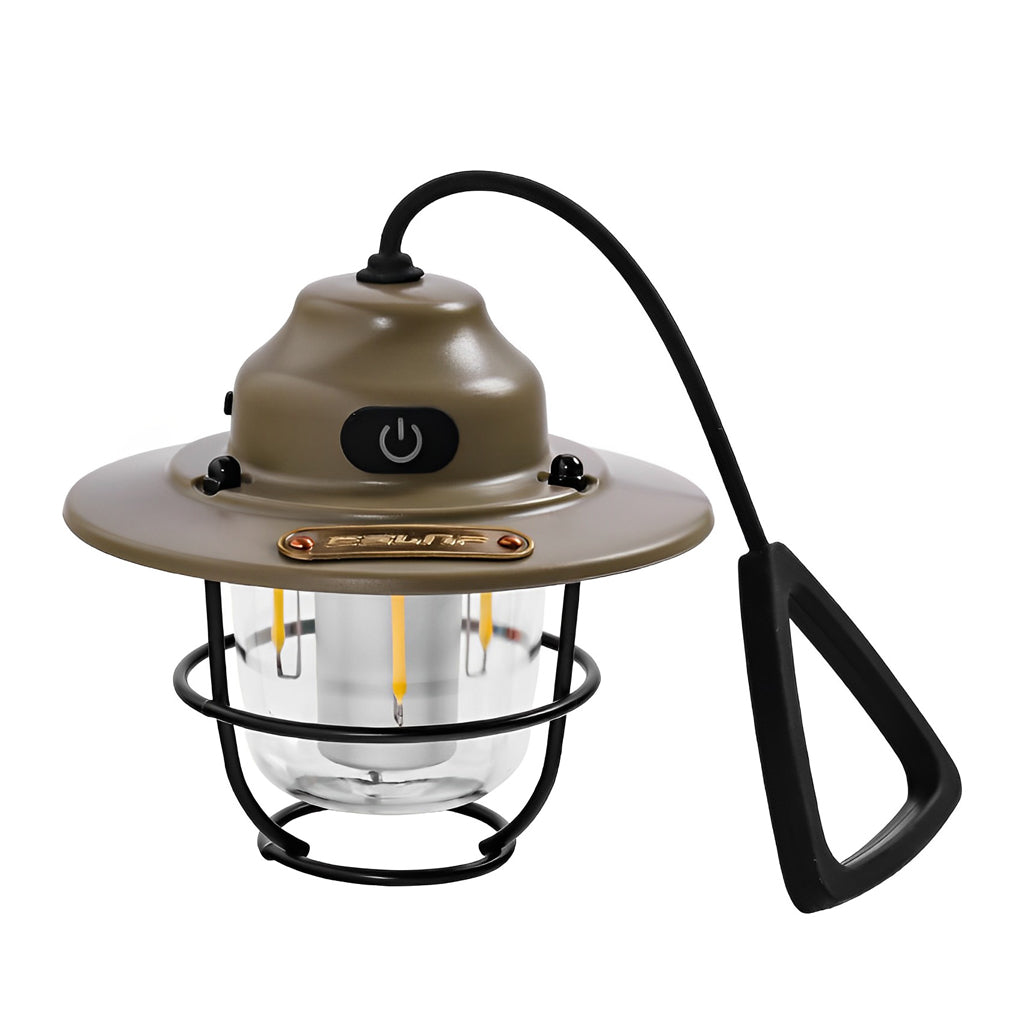 Round LED Waterproof USB Rechargeable Retro Outdoor Light Camping Lamp