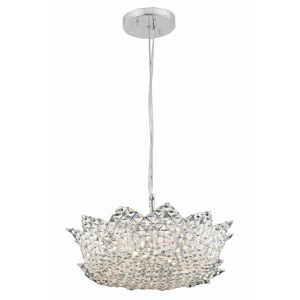 Lotus Chrome Six-Light Pendant with Elegant Cut Crystal