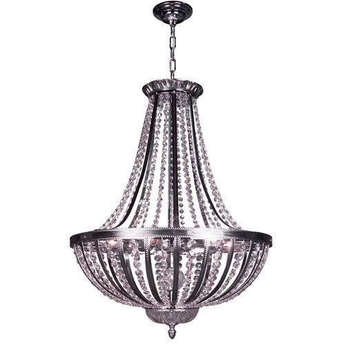 Terragona Chrome with Black Patina Six Light 24-Inch Pendant with Crystalique Plus Accents