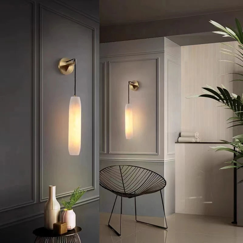 Moonshade Natural Marble Pendant Wall Sconce