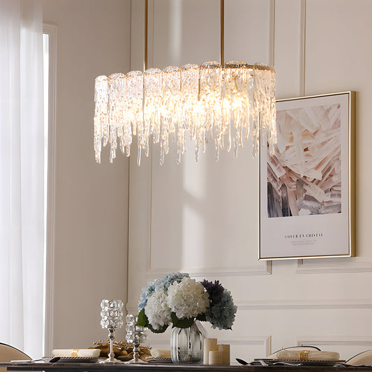 7/10-Light Luxury Glass Decor Icicles Droplet Crystal Chandelier, 3-Step Dimming