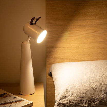 Antlers USB Rechargeable White Desk Lamp with Night Light Feature