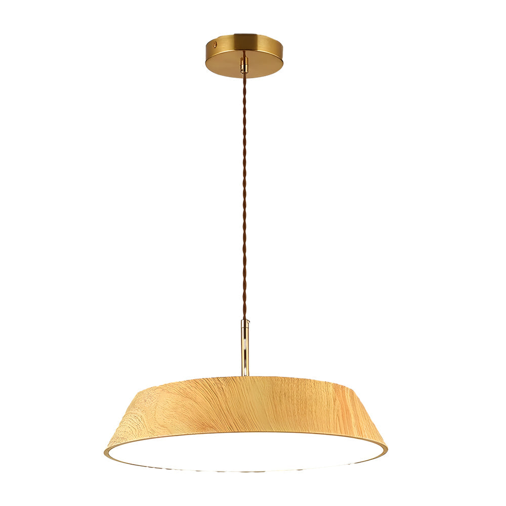 15.74-Inch Round Wood Japanese Style LED Pendant Light