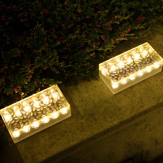 2Pcs Solar LED 10 Hours Max Brick Lights for Modern Outdoor Step Deck Ambiance - Rectangular