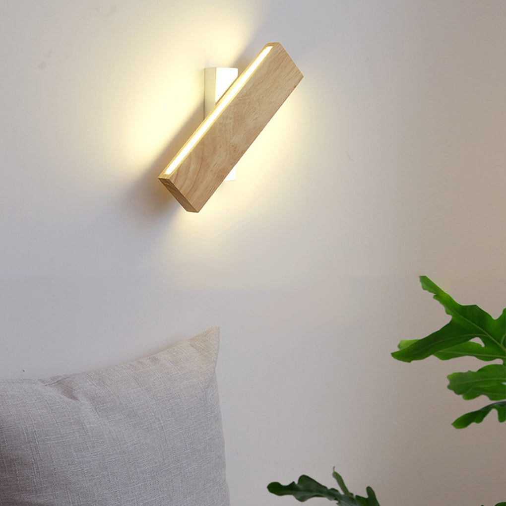 Rotatable Minimalist Rectangular Wood Led Wall Lamp Wall Lights Fixture