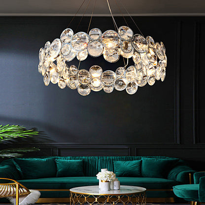 Round Bubbles Crystal Electroplating Metal Modern Chandelier Light